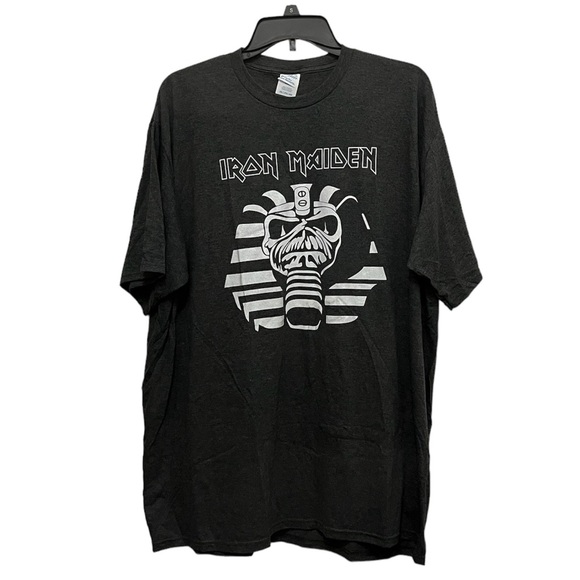 Port & Company Iron Maiden Powerslave Pharaoh Grey Graphic T-Shirt - Picture 1 of 3